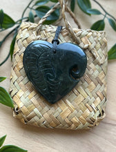 Load image into Gallery viewer, Engraved Manawa Koru Pounamu (Heart Greenstone) 6cm