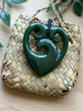 Load image into Gallery viewer, Triple Koru Heart Pounamu (Greenstone) 7cm
