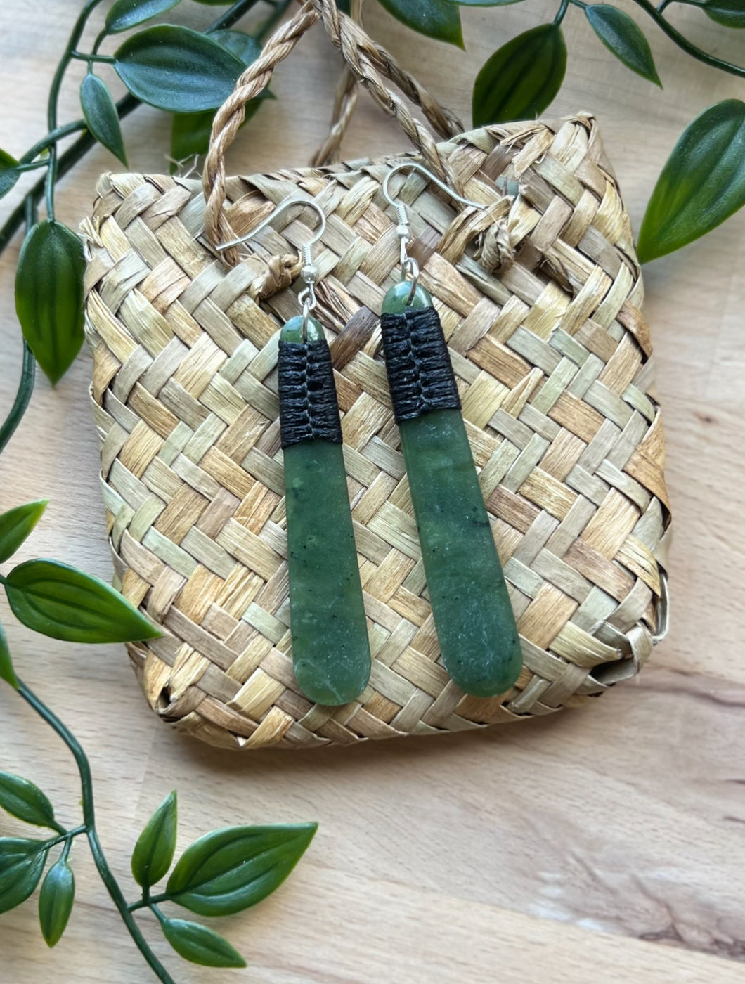 Drop Pounamu (Greenstone) Earrings 7cm