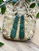 Load image into Gallery viewer, Double Koru Pounamu (Greenstone) Earrings 7cm
