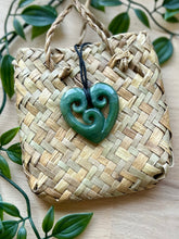 Load image into Gallery viewer, Triple Koru Heart Pounamu (Greenstone) 4cm
