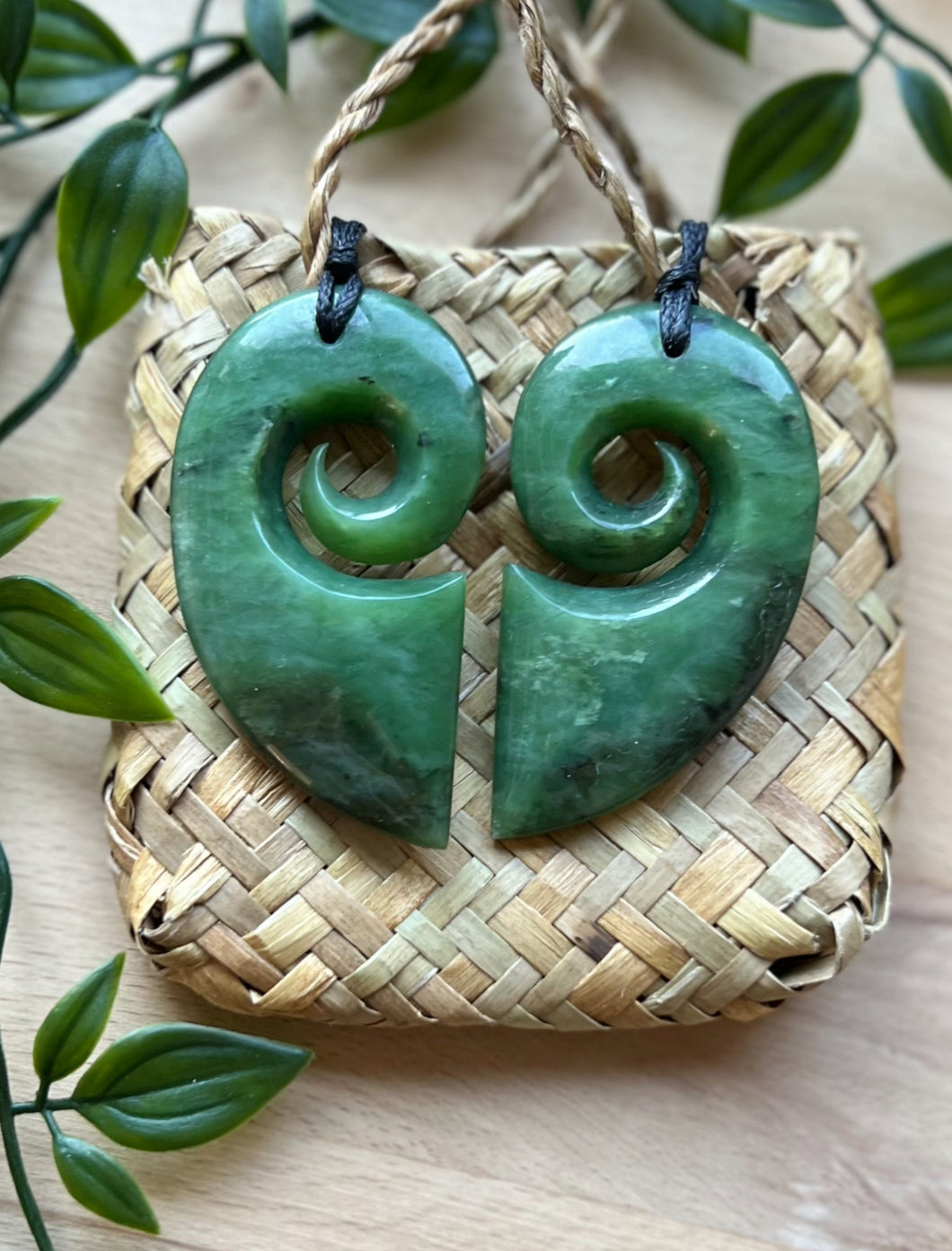 Joined Heart Pounamu (Greenstone) Set of 2