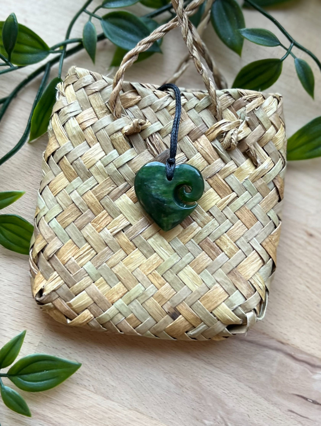 Koru Heart Pounamu (Greenstone) 3cm