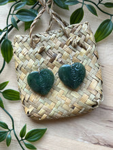 Load image into Gallery viewer, Heart Engraved Pounamu (Greenstone) Earrings
