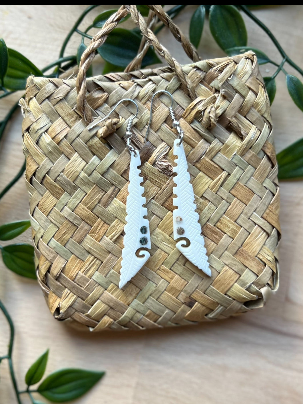 Earrings with Pāua