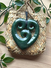 Load image into Gallery viewer, Triple Koru Heart Pounamu (Greenstone) 7cm
