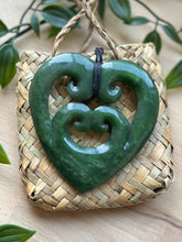 Load image into Gallery viewer, 4 Koru Heart Pounamu (Greenstone) 8cm
