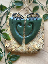 Load image into Gallery viewer, Koru Heart Chestplate Pair Pounamu (Greenstone) 6cm
