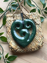 Load image into Gallery viewer, Triple Koru Heart Pounamu (Greenstone) 7cm
