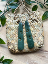 Load image into Gallery viewer, Double Koru Pounamu (Greenstone) Earrings 7cm
