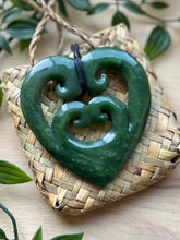 Load image into Gallery viewer, 4 Koru Heart Pounamu (Greenstone) 8cm
