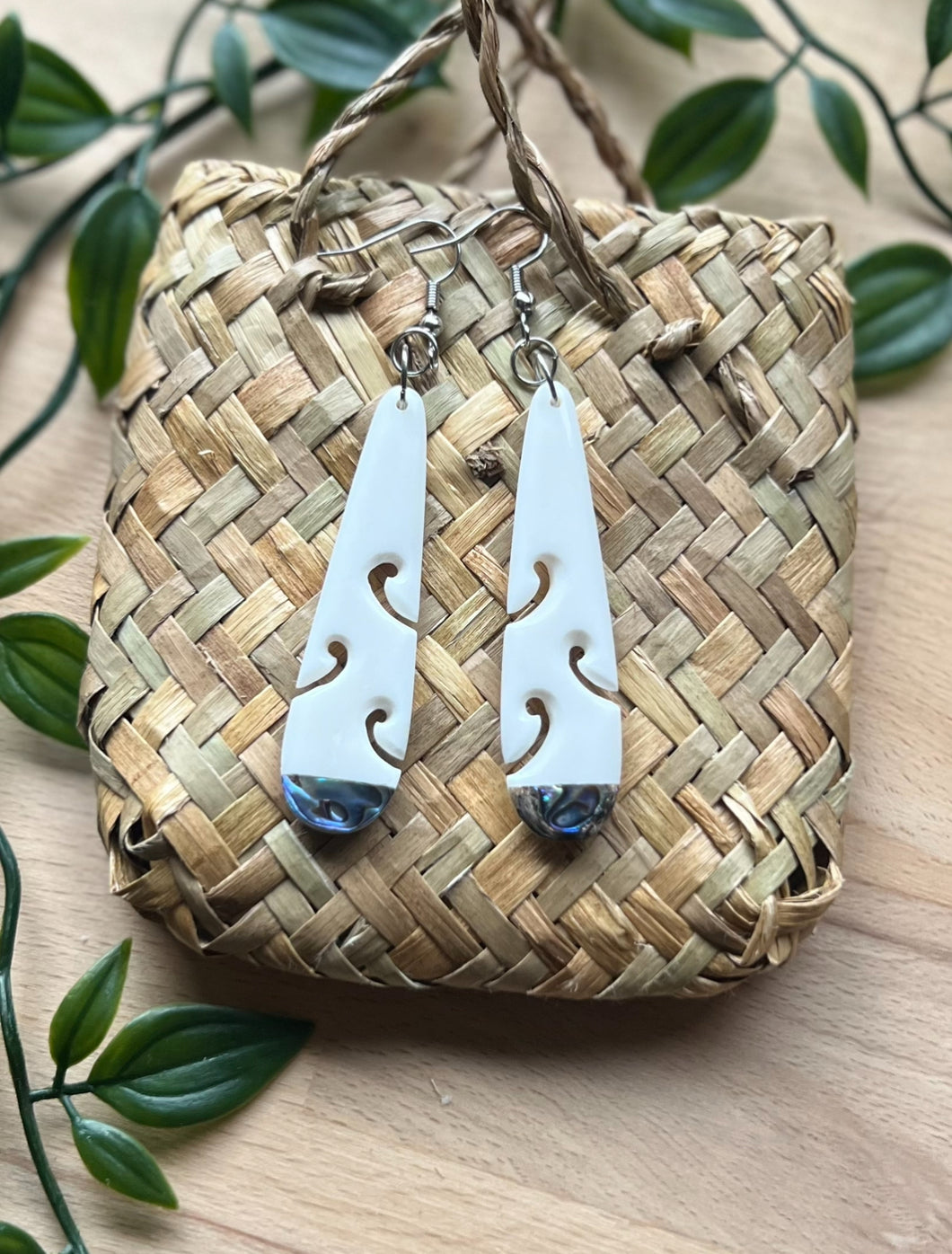 Drop Earrings with Pāua