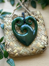 Load image into Gallery viewer, Triple Koru Heart Pounamu (Greenstone) 7cm

