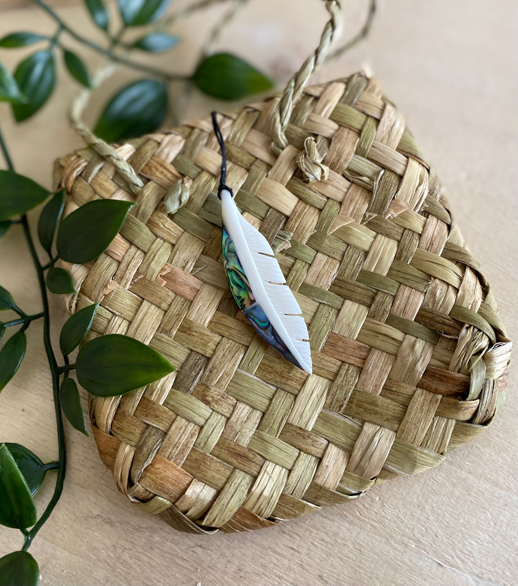 Feather with Pāua Pendant